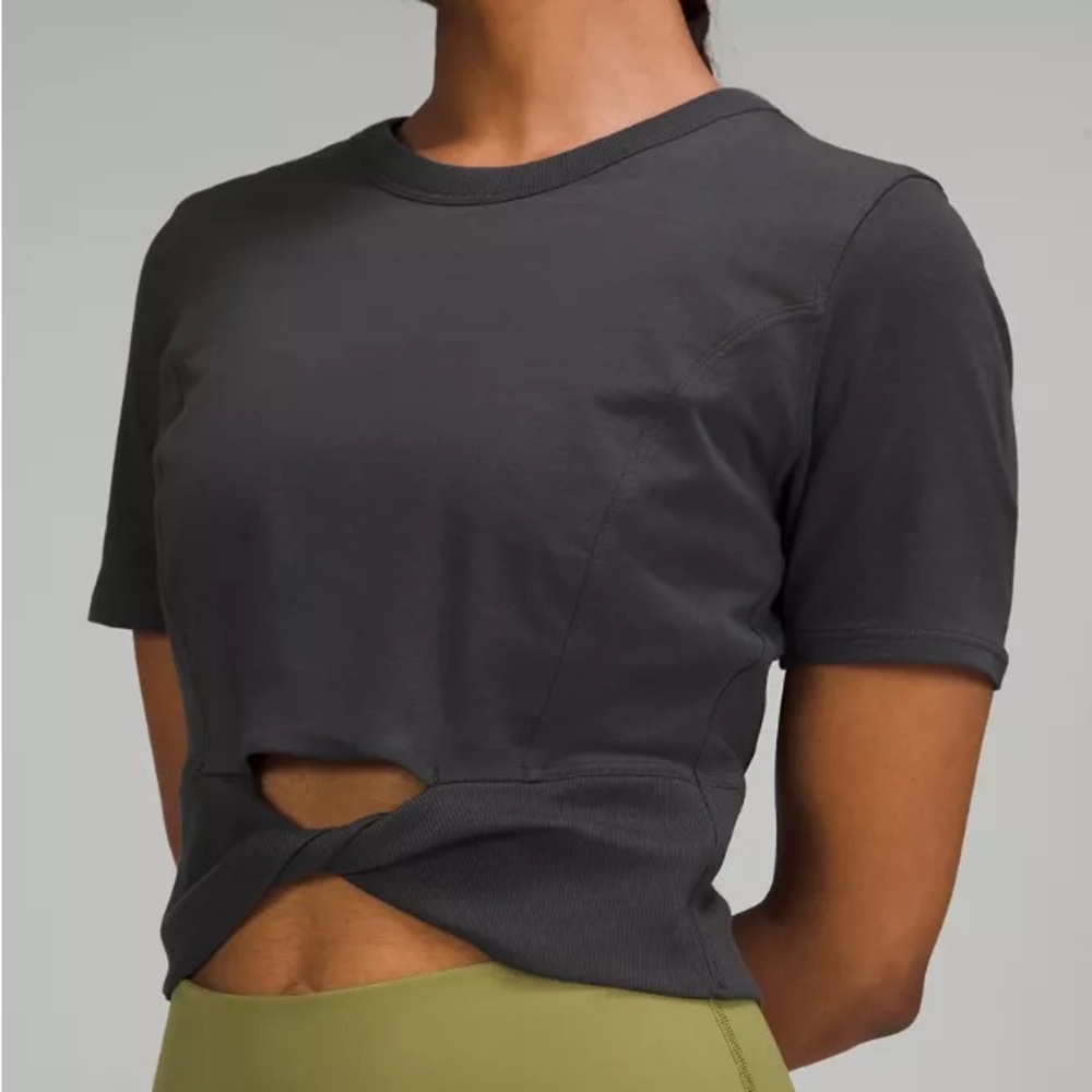 Lululemon Cropped Cotton Ribbed Band Tee Graphite Grey
